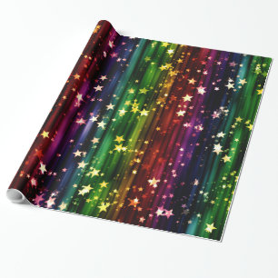 Farbenfrohe Star-Folge Geschenkpapier