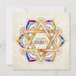 Farbenfrohe Star von David Mandala Happy Hanukkah Karte