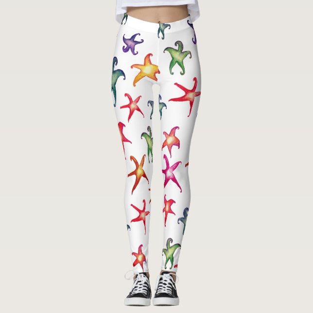 Farbenfrohe Starfische, Meeresstars Leggings (Vorderseite)