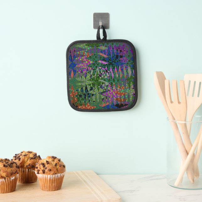 Farbenfrohe Stechmotive Oven Mitt Topflappen (Insitu (Hängend))