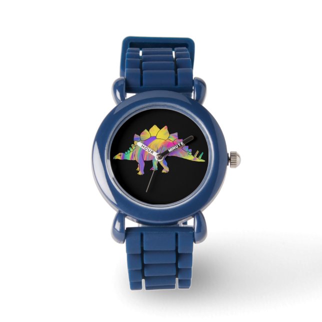 Farbenfrohe Stegosaurus Niedlich Jurassic Dinosaur Armbanduhr (Vorderseite)