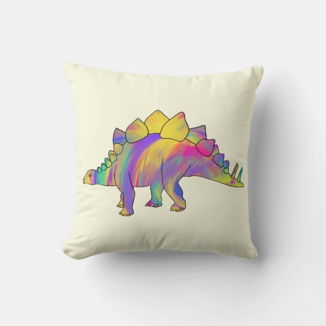 Farbenfrohe Stegosaurus Niedlich Jurassic Dinosaur Kissen (Vorderseite)