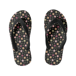 Farbenfrohe Sterne auf schwarz Kinderbadesandalen