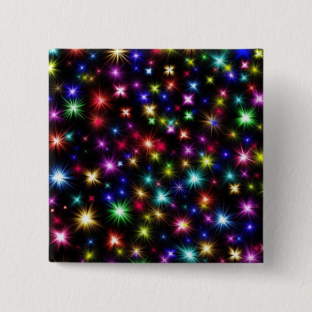 Farbenfrohe Sterne Feuerwerk Design Button (Vorderseite)