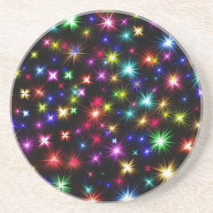 Farbenfrohe Sterne Feuerwerk Design Getränkeuntersetzer
