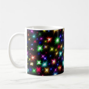 Farbenfrohe Sterne Feuerwerk Design Kaffeetasse