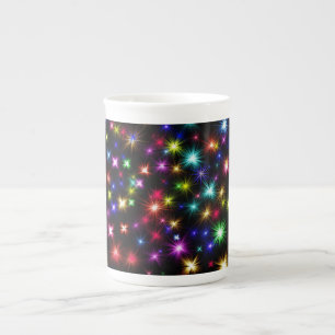 Farbenfrohe Sterne Feuerwerk Design Prozellantasse