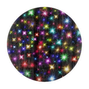Farbenfrohe Sterne Feuerwerk Design Schneidebrett