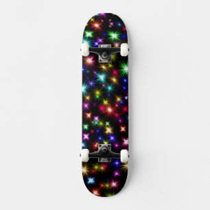 Farbenfrohe Sterne Feuerwerk Design Skateboard