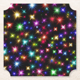 Farbenfrohe Sterne Feuerwerk Design Untersetzer