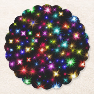 Farbenfrohe Sterne Feuerwerk Design Untersetzer