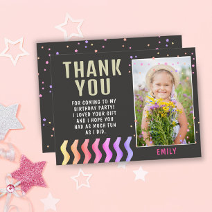 Farbenfrohe Sterne Girl Birthday Danke Foto Postkarte