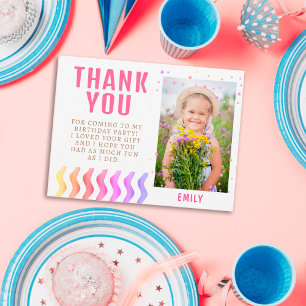 Farbenfrohe Sterne Girl Birthday Danke Foto Postkarte