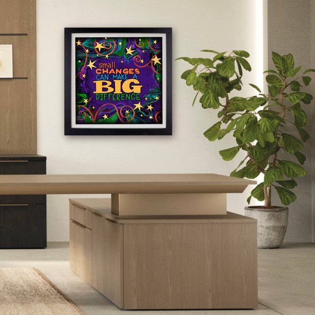 Farbenfrohe Sterne Kleine Veränderungen Inspiriere Poster (Fun, inspirational Classroom Poster by inspirivity )