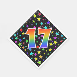 Farbenfrohe Sterne + Regenbogenmuster "17" Event # Serviette