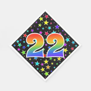 Farbenfrohe Sterne + Regenbogenmuster "22" Event # Serviette