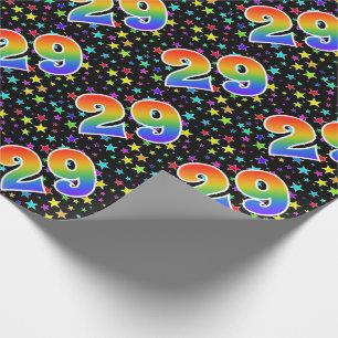 Farbenfrohe Sterne + Regenbogenmuster "29" Event # Geschenkpapier