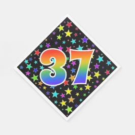 Farbenfrohe Sterne + Regenbogenmuster "37" Event # Serviette