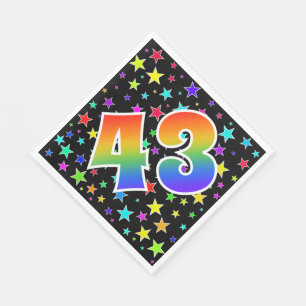 Farbenfrohe Sterne + Regenbogenmuster "43" Event # Serviette