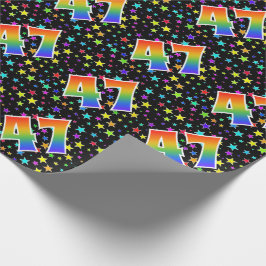 Farbenfrohe Sterne + Regenbogenmuster "47" Event # Geschenkpapier