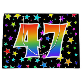 Farbenfrohe Sterne + Regenbogenmuster "47" Event # Große Geschenktüte