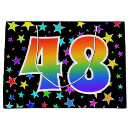 Farbenfrohe Sterne + Regenbogenmuster "48" Event # Große Geschenktüte