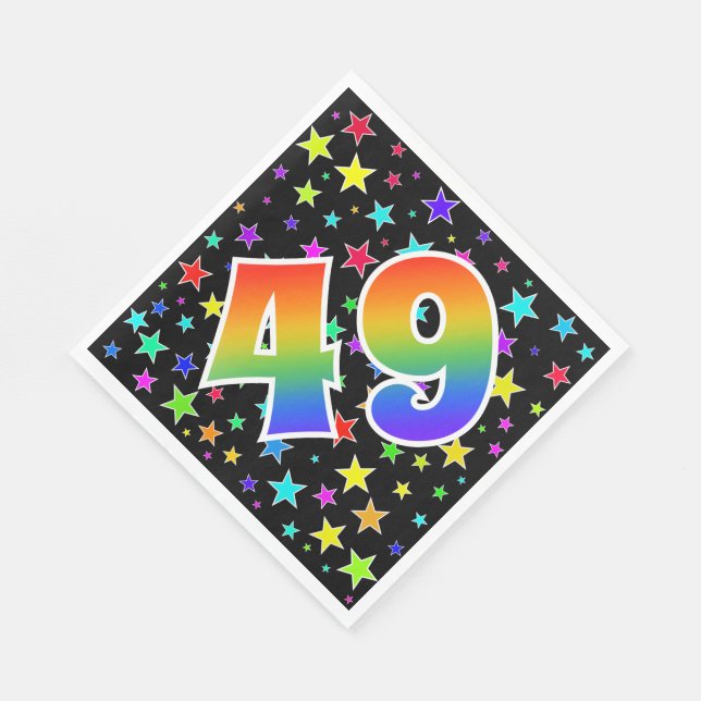 Farbenfrohe Sterne + Regenbogenmuster "49" Event # Serviette (Ecke)