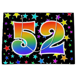 Farbenfrohe Sterne + Regenbogenmuster "52" Event # Große Geschenktüte