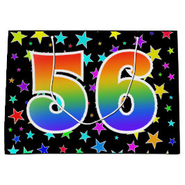 Farbenfrohe Sterne + Regenbogenmuster "56" Event # Große Geschenktüte