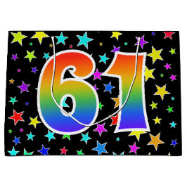 Farbenfrohe Sterne + Regenbogenmuster "61" Event # Große Geschenktüte