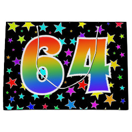 Farbenfrohe Sterne + Regenbogenmuster "64" Event # Große Geschenktüte