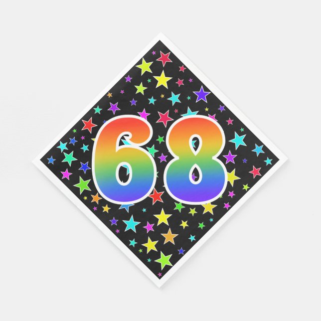 Farbenfrohe Sterne + Regenbogenmuster "68" Event # Serviette (Ecke)