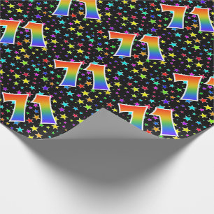 Farbenfrohe Sterne + Regenbogenmuster "71" Event # Geschenkpapier