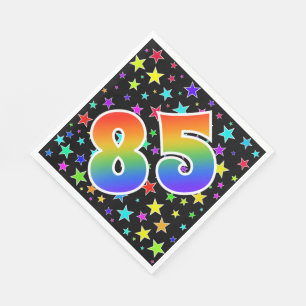 Farbenfrohe Sterne + Regenbogenmuster "85" Event # Serviette