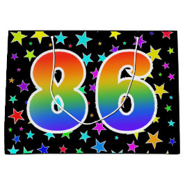 Farbenfrohe Sterne + Regenbogenmuster "86" Event # Große Geschenktüte