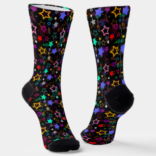 Farbenfrohe Sterne Schwarz Socken