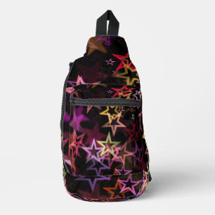 Farbenfrohe Sterne tanzen whimsisisch Crossbody Bag