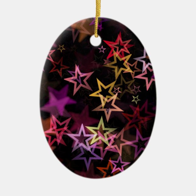 Farbenfrohe Sterne tanzen whimsisisch Keramik Ornament (Vorne)