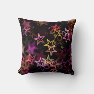 Farbenfrohe Sterne tanzen whimsisisch Kissen