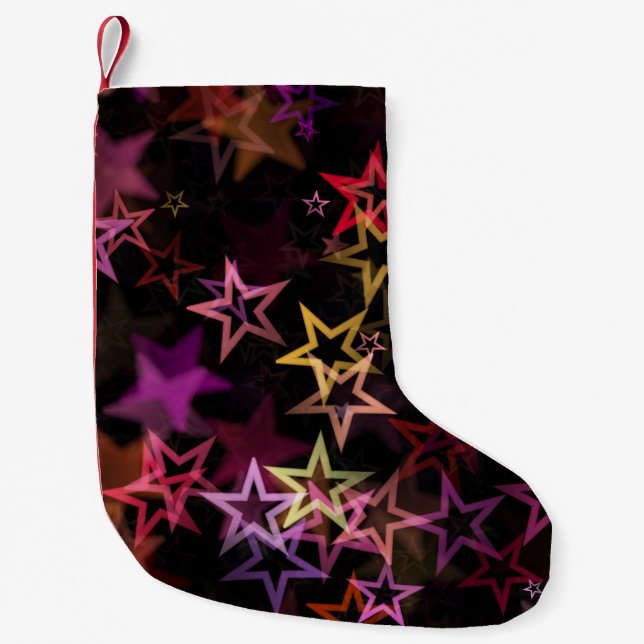 Farbenfrohe Sterne tanzen whimsisisch Kleiner Weihnachtsstrumpf (Vorderseite)