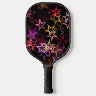 Farbenfrohe Sterne tanzen whimsisisch Pickleball Schläger