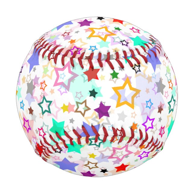 Farbenfrohe Sterne Weiß  Baseball (Vorderseite)