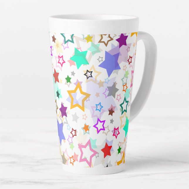 Farbenfrohe Sterne Weiß  Milchtasse (Rechte Ecke)