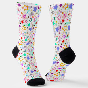 Farbenfrohe Sterne Weiß Socken