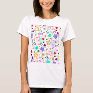 Farbenfrohe Sterne Weiß  T-Shirt