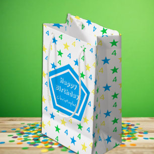 Farbenfrohe Sternenjungen 4. Geburtstag Kleine Geschenktüte
