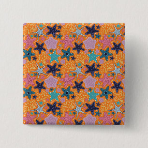 Farbenfrohe Sternfische Button