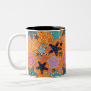Farbenfrohe Sternfische Zweifarbige Tasse