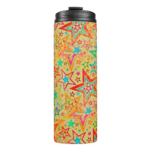 Farbenfrohe Sterngrunge-Muster nahtlos + Ihre Idee Thermosbecher