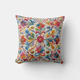 Farbenfrohe Stickerei mit Blick auf Blumendesign Kissen